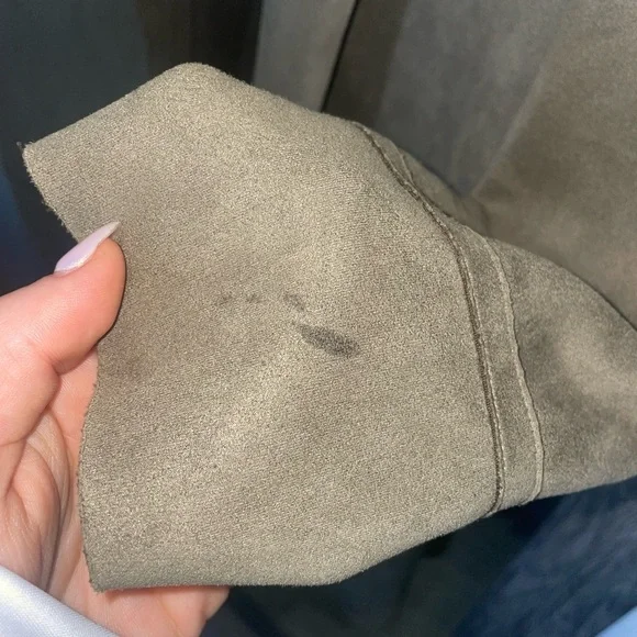 Zara Olive green faux suede trench coat with pockets - Picture 4 of 6